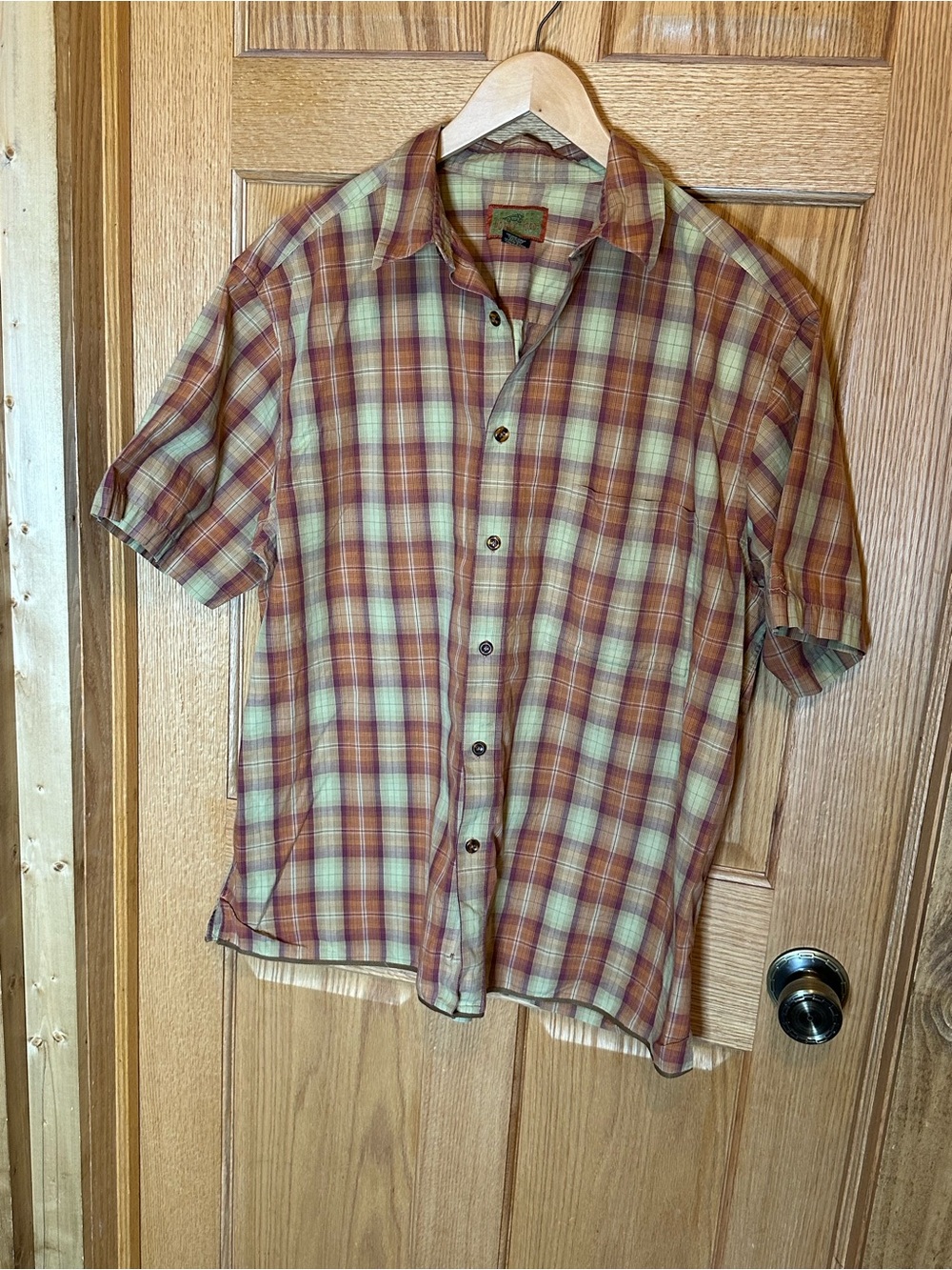 Horny Toad Men's Size XL 100% Cotton Plaid Button-Front Short Sleeve Shirt